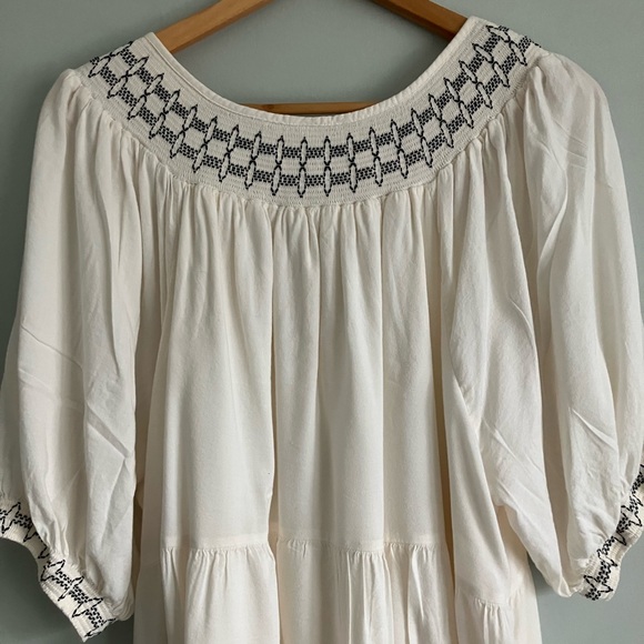 OLD NAVY Off White and Black Embroidered Boho Cotton Blend Tiered Dress Size XL - Picture 8 of 13
